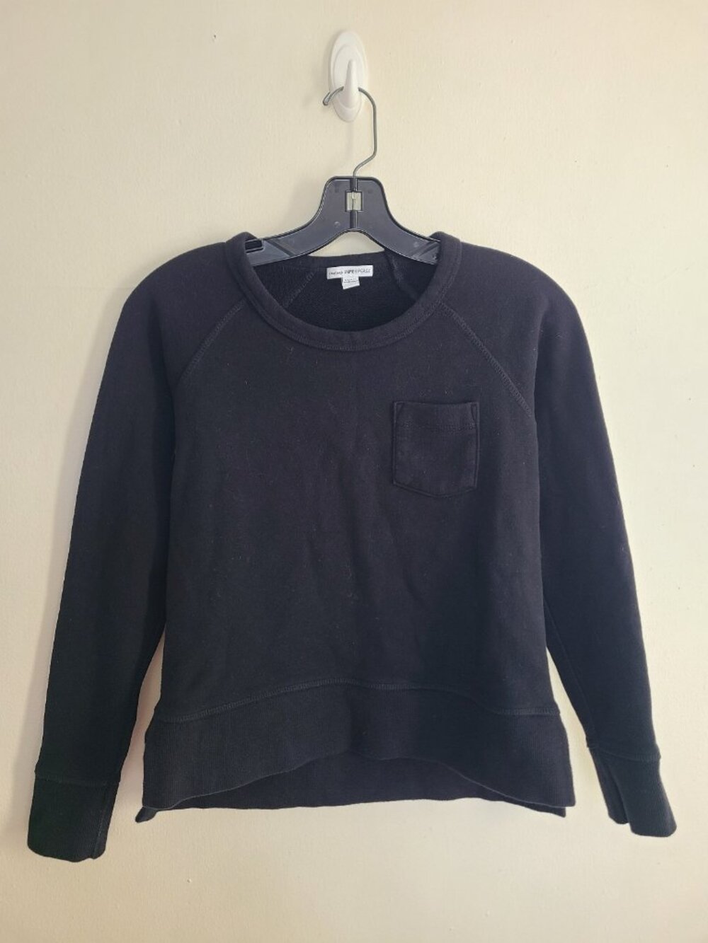 James Perse Sweatshirt Front Pocket Black Cotton Size 1